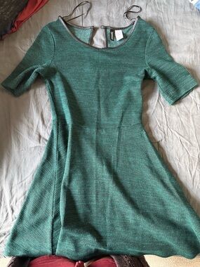 Green Textured Fit-and-Flare Dress - Unbranded